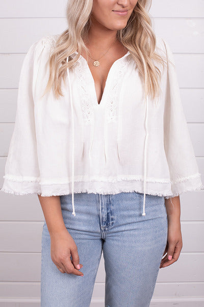FREE PEOPLE Embroidered SUN VALLEY Top