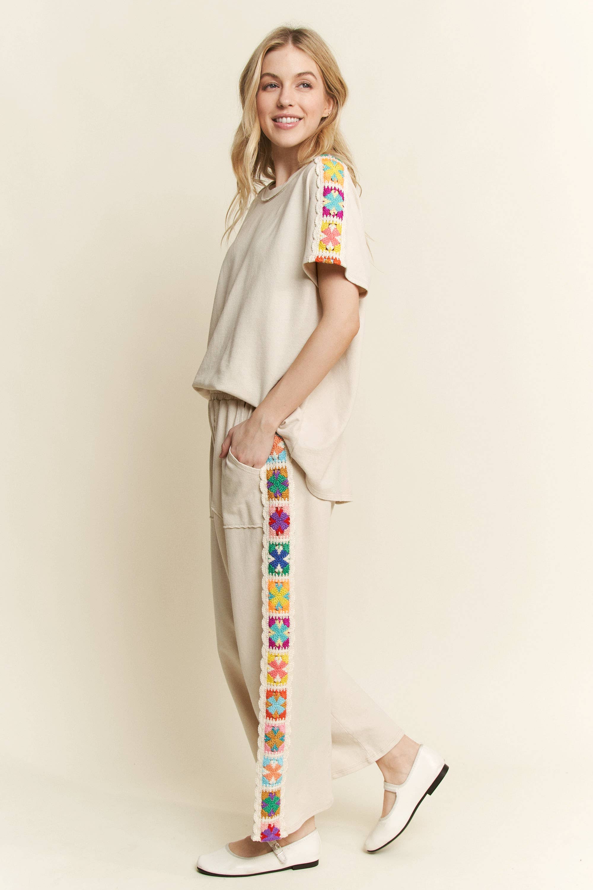 ANTOINETTE Crochet SidePanel MineralWash Pant