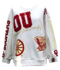 QUEEN OF SPARKLES Licensed OKLAHOMA BIG ICONS Scattered All Over SweatShirt
