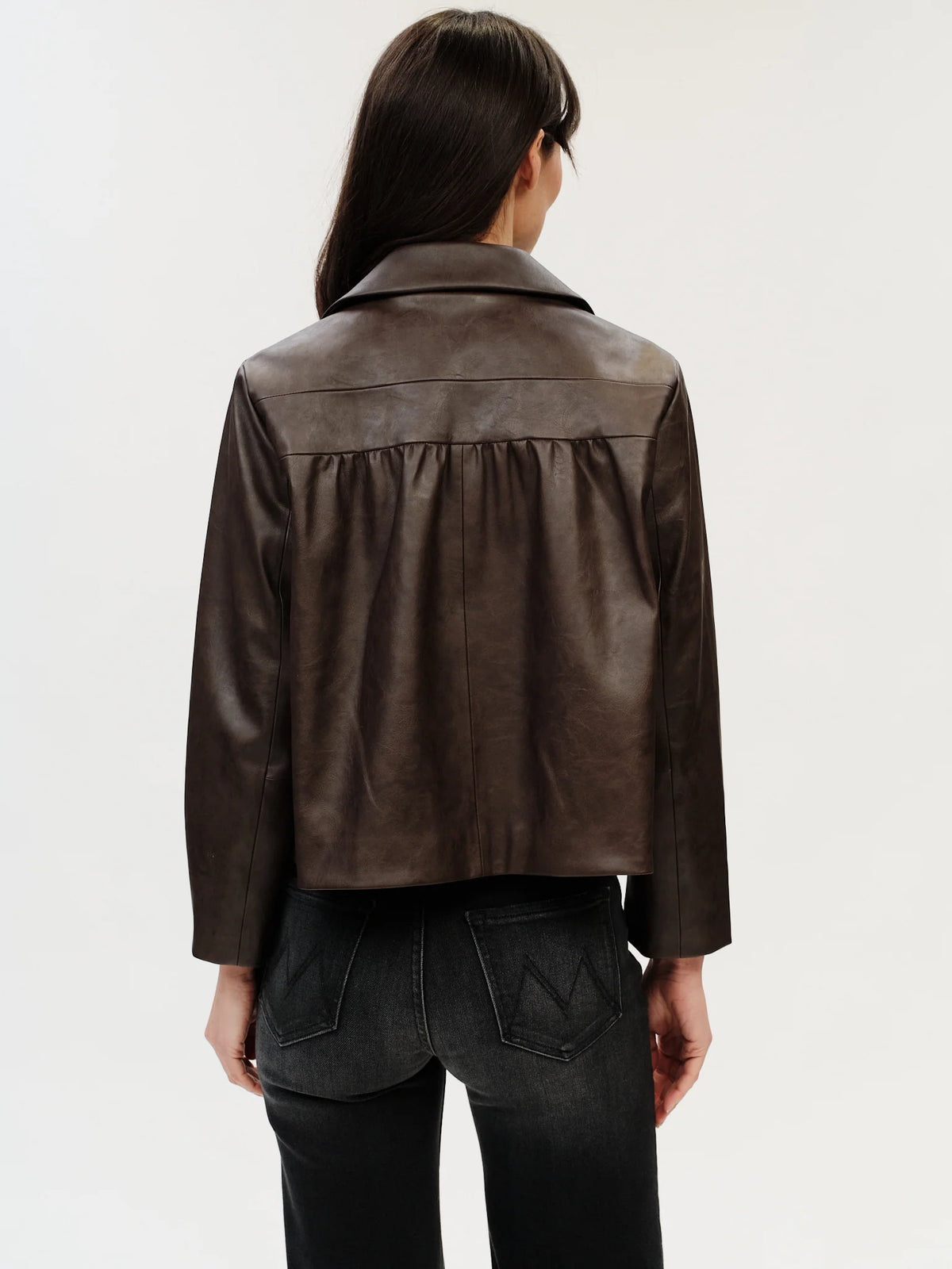 Six / Fifty Vail Rounded Collar Faux Leather Jacket