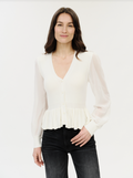 Six / Fifty Alexandra Sweater Chiffon Sleeve Top - White