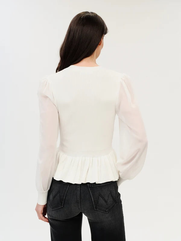 Six / Fifty Alexandra Sweater Chiffon Top - White