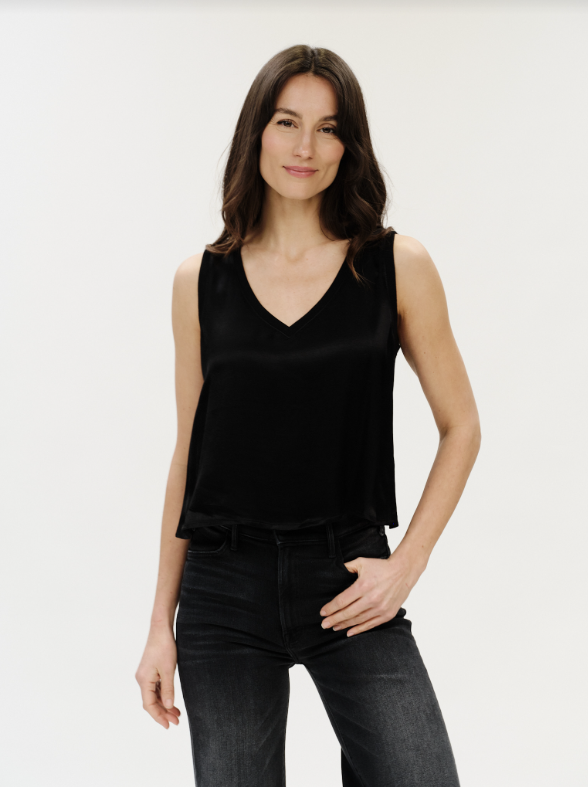 Six / Fifty Rossa Black Satin Tank