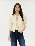 Six / Fifty Puff Shoulder Waffle Cardigan - Cream