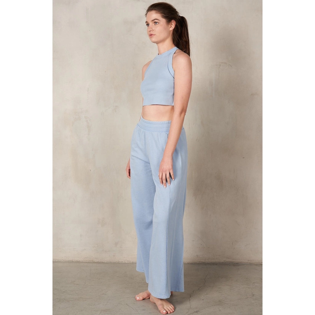 RISEN 2-Piece HalterNeck RibMix WideLeg Pant Set