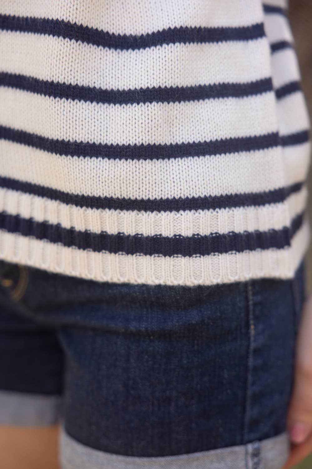 WALLS Striped Collared Knit Top