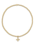 ENEWTON Classic Gold 2mm bead bracelet - signature bead cross small gold charm