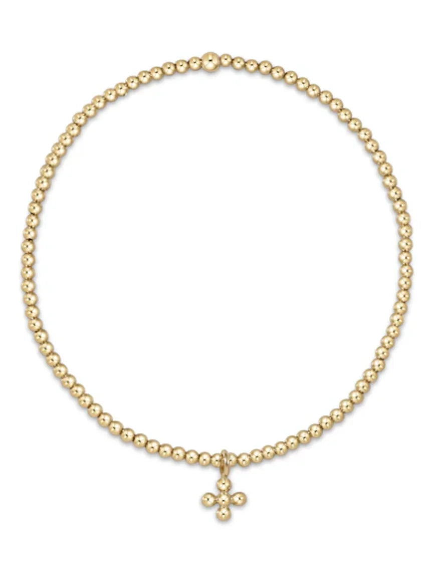 ENEWTON Classic Gold 2mm bead bracelet - signature bead cross small gold charm