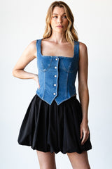 VAL StretchDenim Corset Vest Top