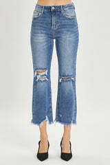 KOURTNEY HiRise StraightLeg UnevenHem Crop Jean