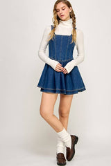 CHARMING DoubleLayer Corset Denim Tank Dress