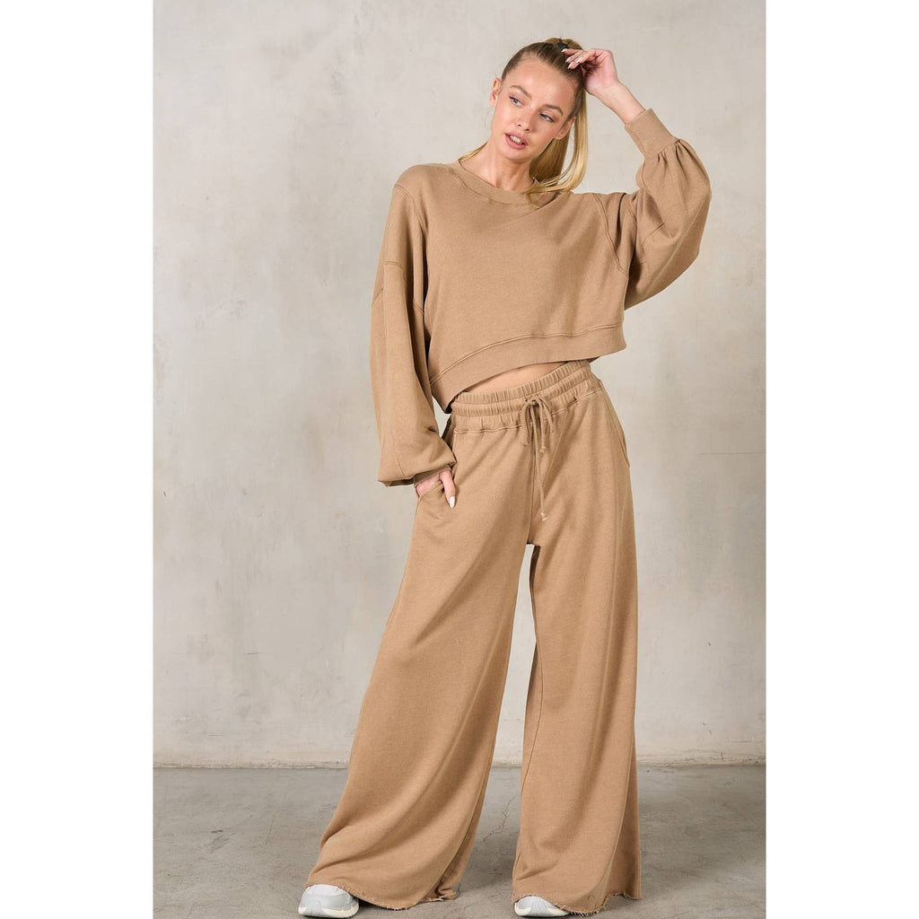 Matching Rib Wide Oversize Sweatpants: HUNTER GREEN / L