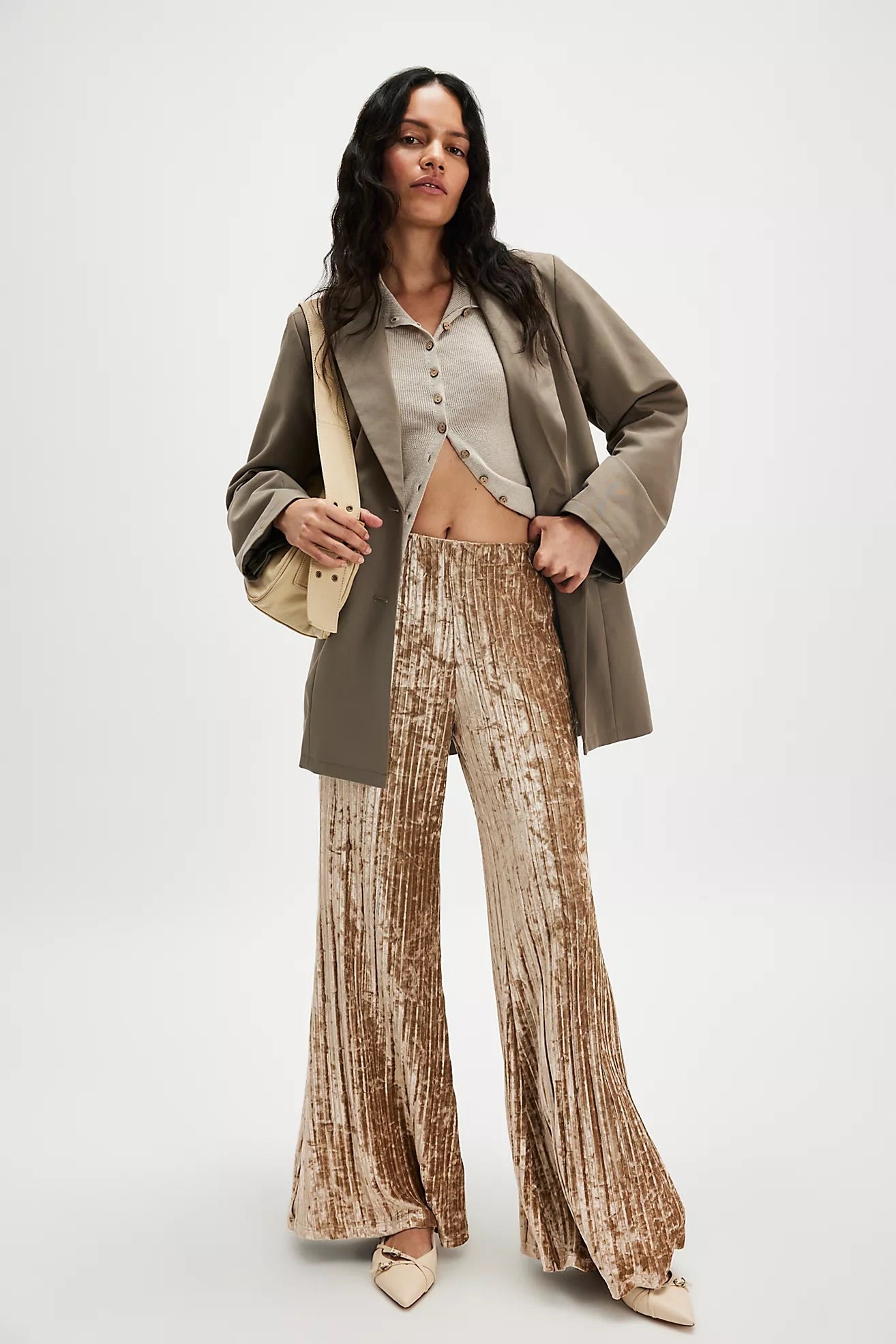 FREE PEOPLE Velvet STAR SIGN Rib WideLeg Pant
