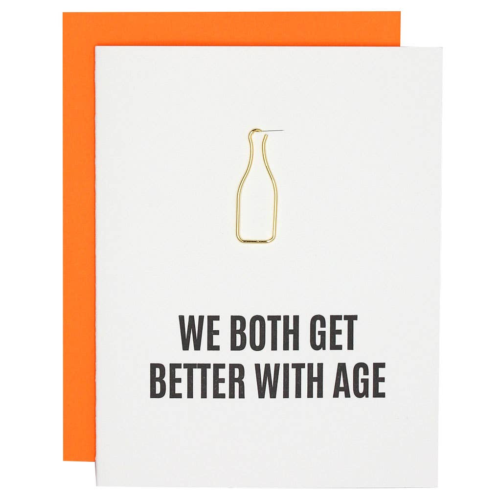 BETTER WITH AGE Paper Clip Letterpress Greeting Card
