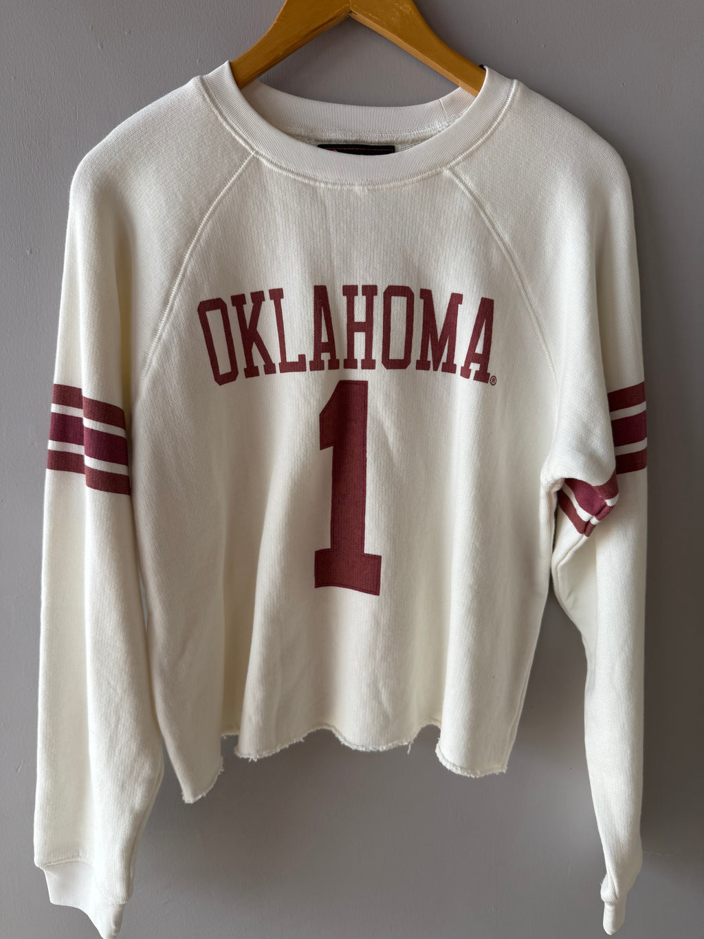 STADIUM White OKLAHOMA  1 Stripe Sleeve Sweatshirt