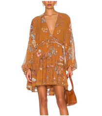 FREE PEOPLE VNeck CHERRY BLOSSOM Mini Dress