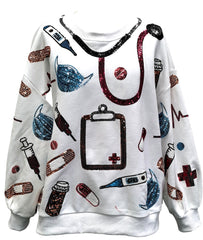 QUEEN OF SPARKLES Sequin MEDICAL SUPPLY Icon Sweatshirt