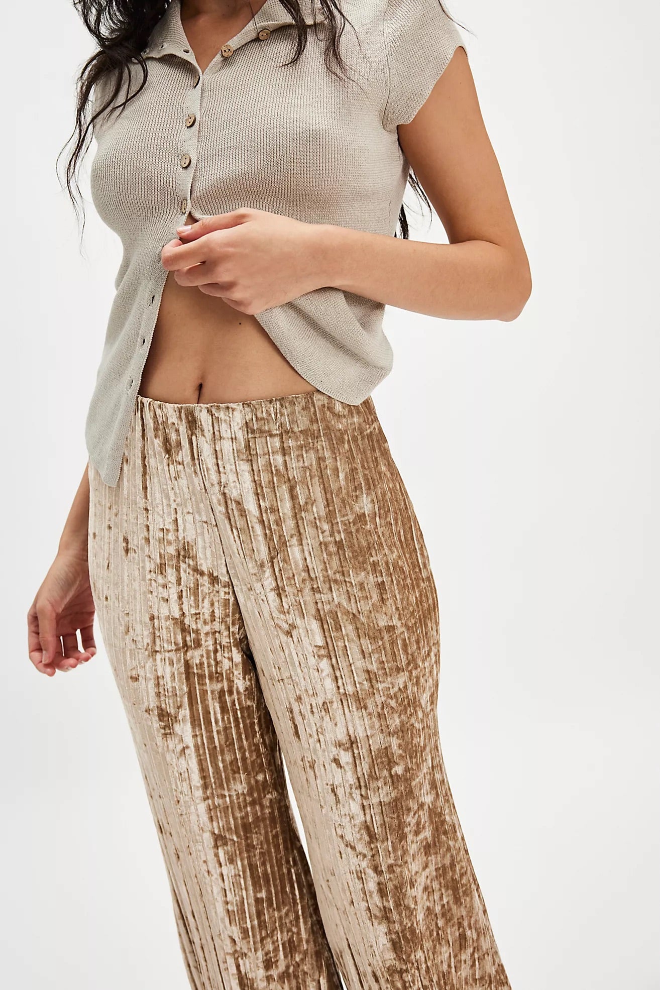 FREE PEOPLE Velvet STAR SIGN Rib WideLeg Pant