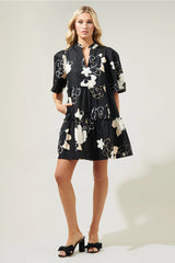 CAIRO Floral SplitNeck Poplin Dress