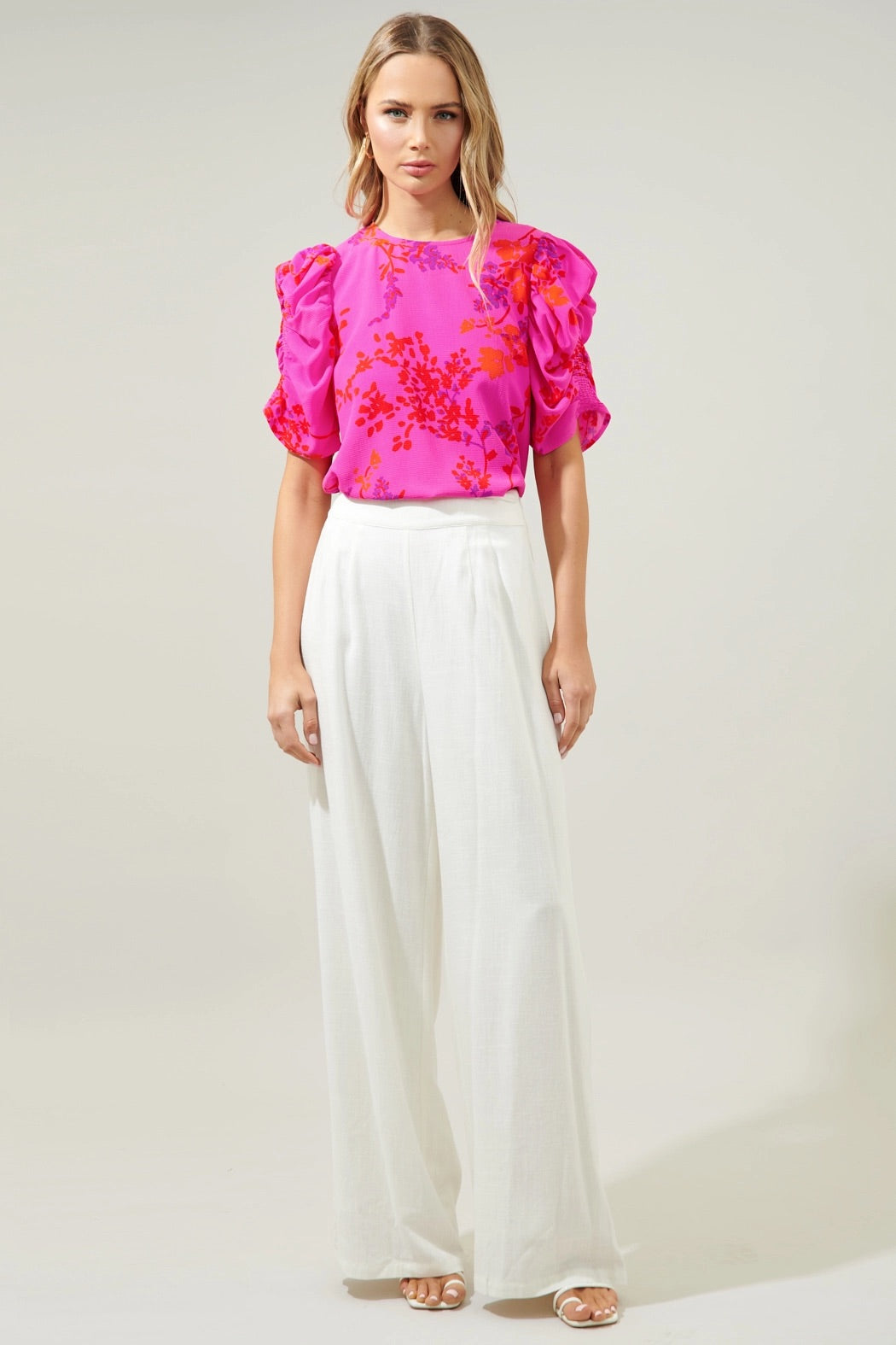 SEIKO Floral DrapeSleeve Blouse