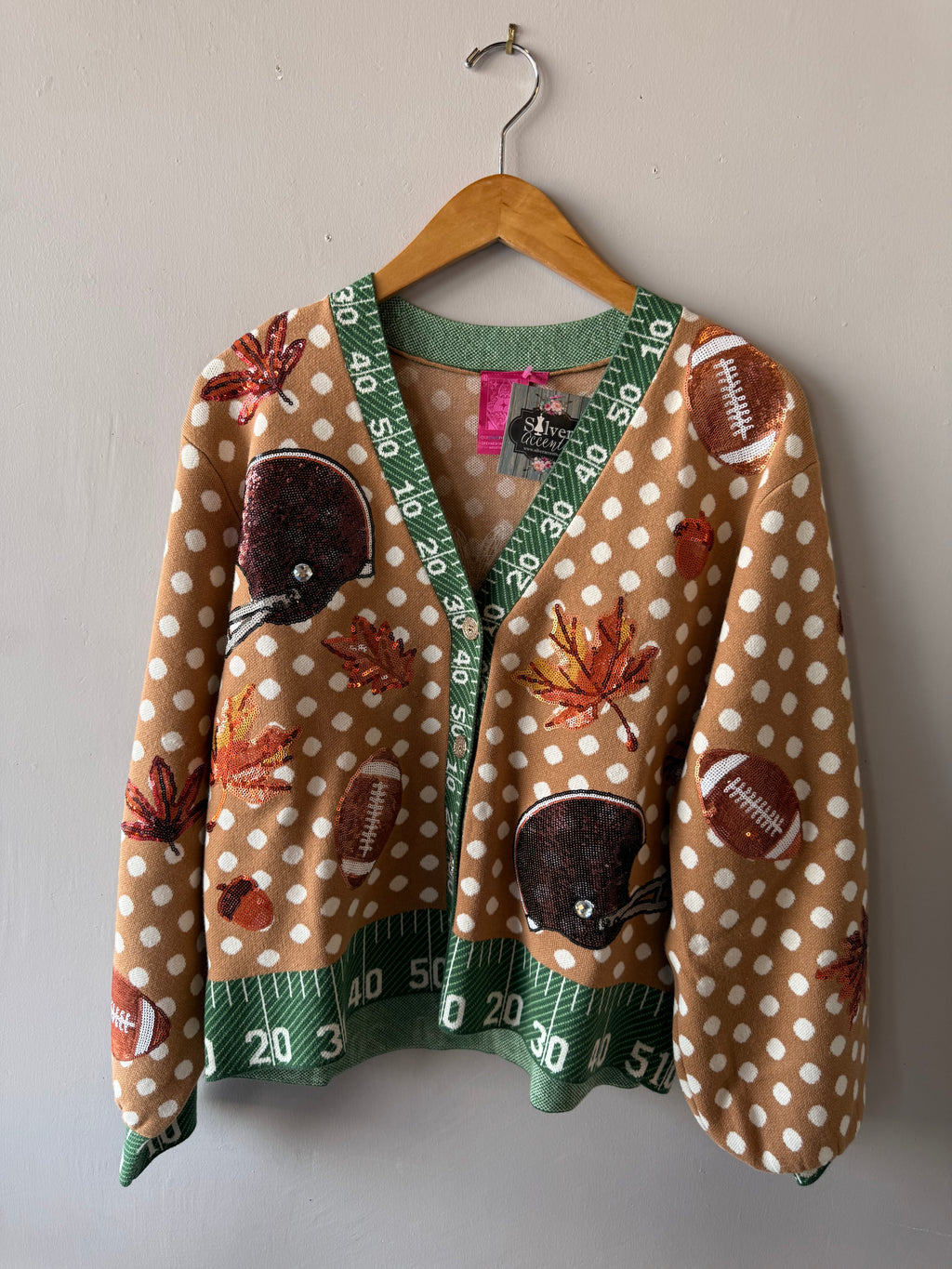 Queen of Sparkles Football Fall Cardigan