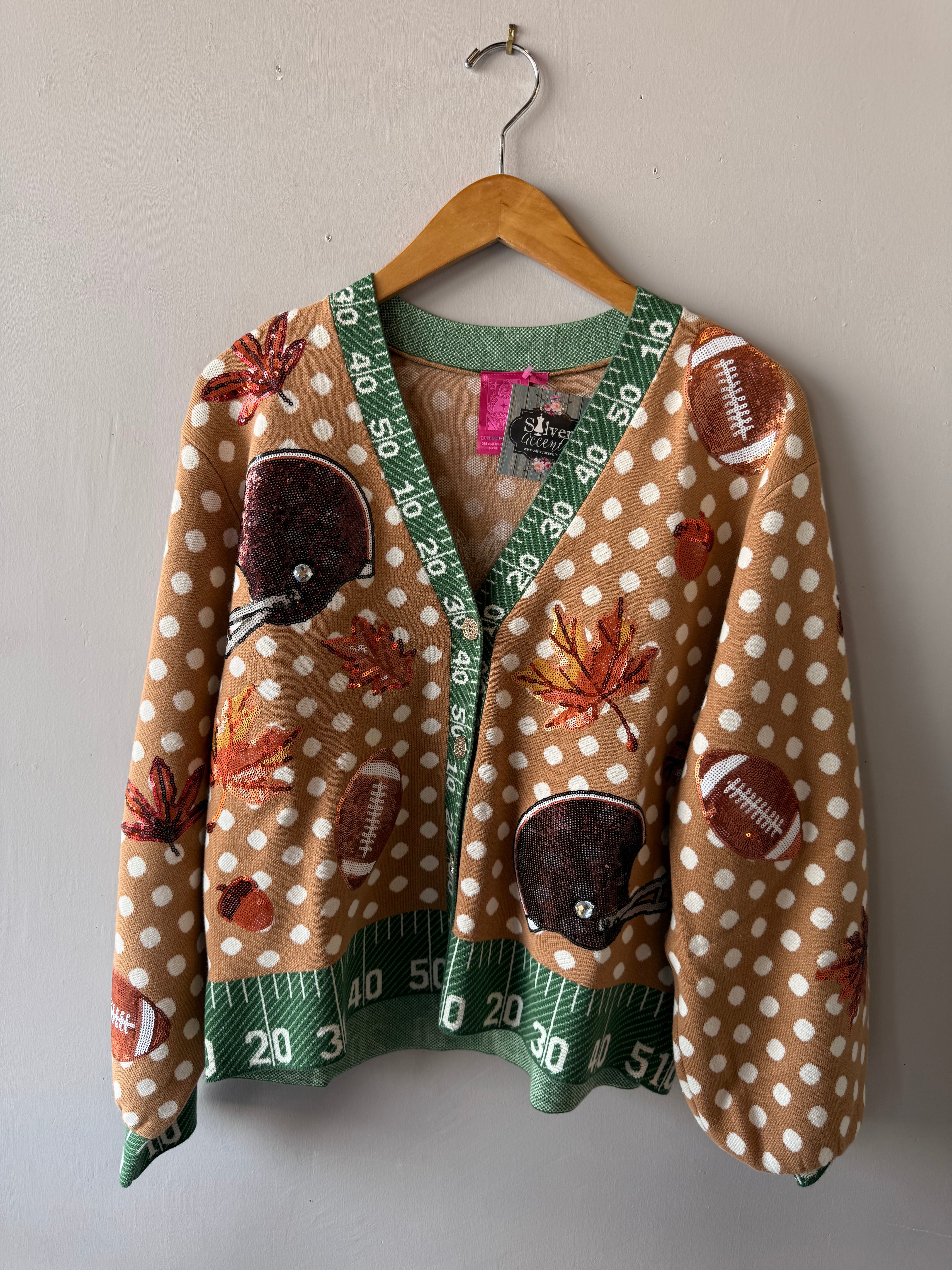 Queen of Sparkles Football Fall Cardigan