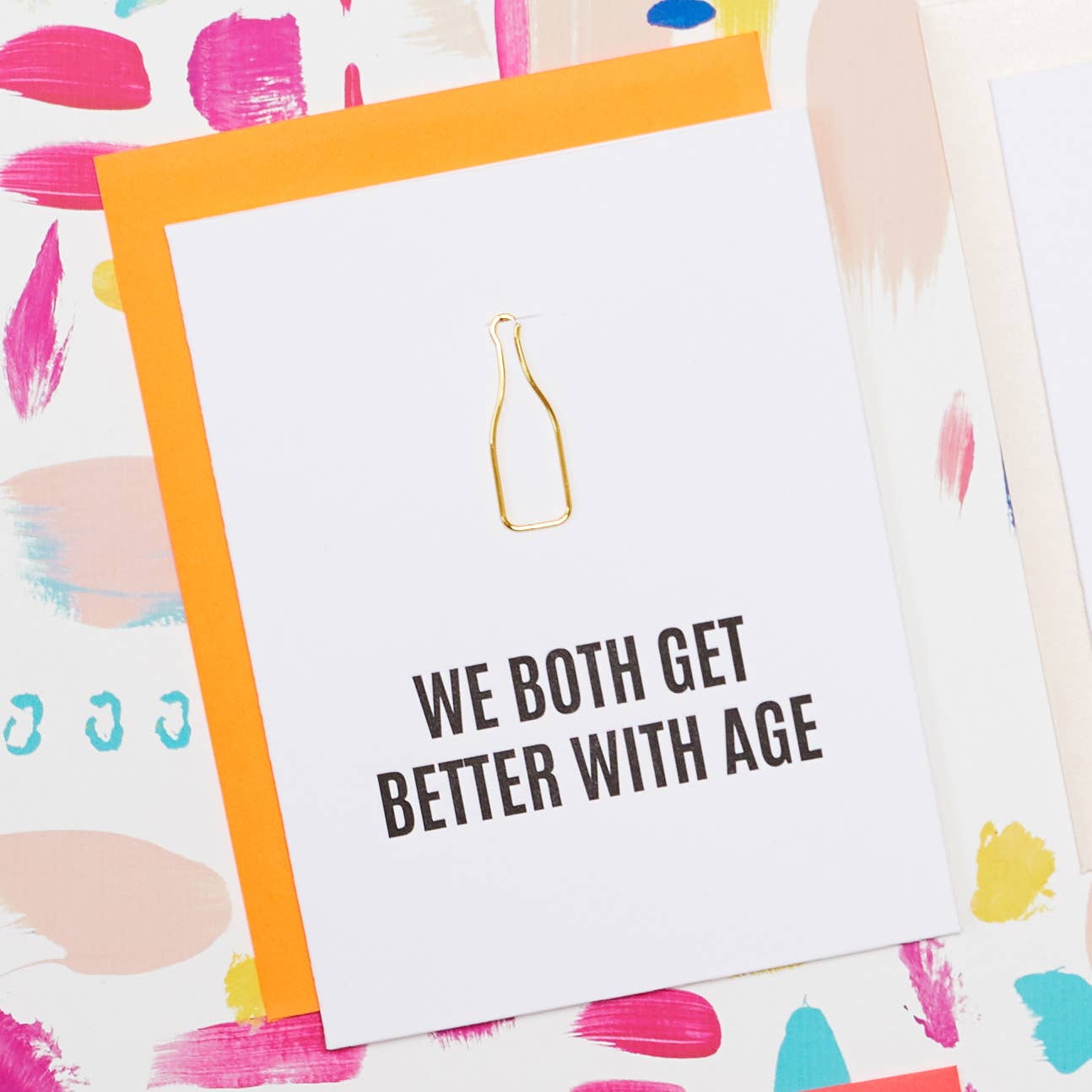 BETTER WITH AGE Paper Clip Letterpress Greeting Card