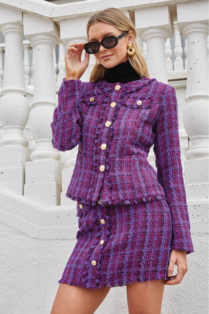 DELIGHT Tweed Fray Detail Jacket
