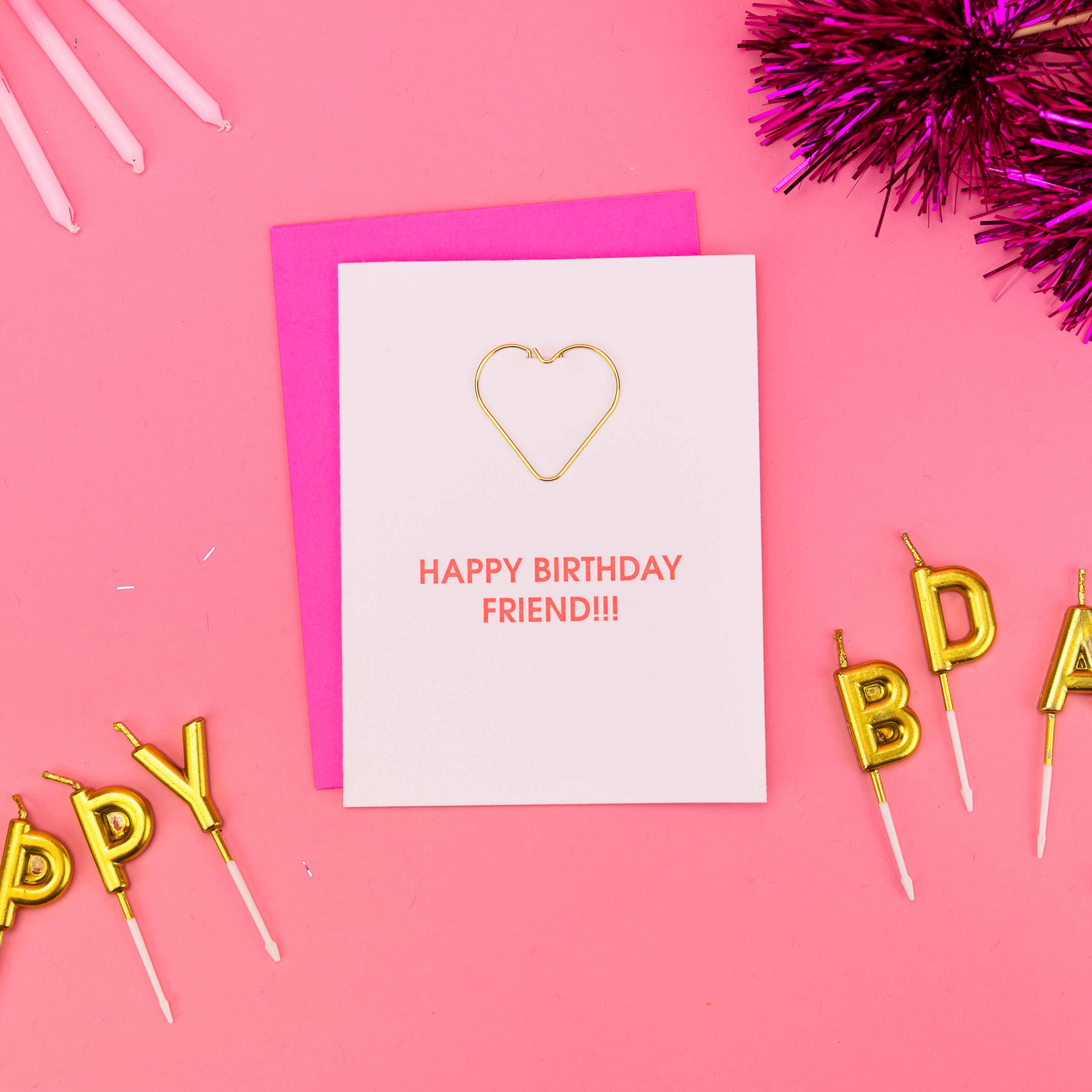 CG HAPPY BIRTHDAY FRIEND - Heart Paper Clip Letterpress Card