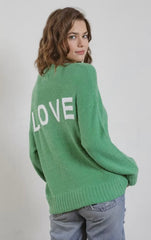 LOVE Fuzzy Knit Crew Neck Sweater