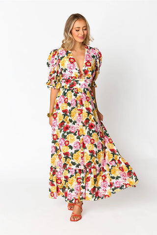 BUDDY LOVE Floral MIRANDA PuffSleeve Keyhole Cutout Maxi Dress