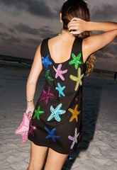 QUEEN OF SPARKLES Sequin STARFISH Tank Dress