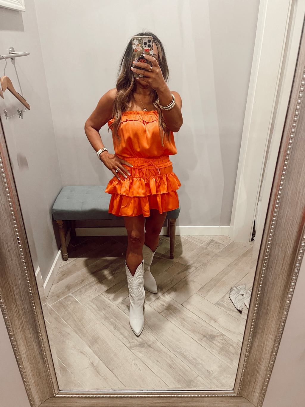 CHEERS Strapless Ruffle Skort Romper