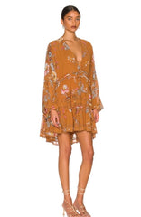 FREE PEOPLE VNeck CHERRY BLOSSOM Mini Dress