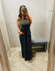 SUMMIT Square-Neck Gauze Wide Leg Jumpsuit