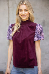 RECEPTIVE Floral PuffSleeve SmockNeck Top