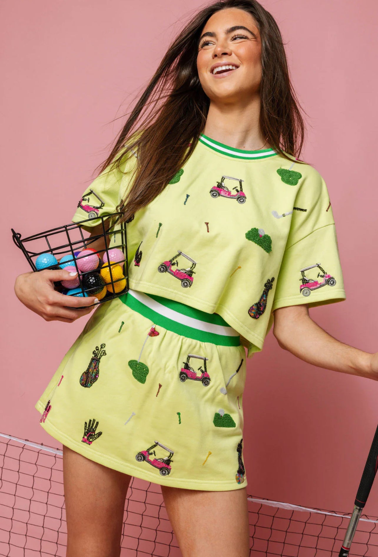 QUEEN OF SPARKLES Green SCATTERED GOLF Icon Skort