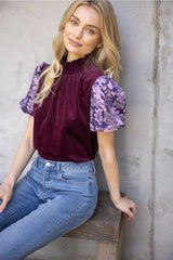 RECEPTIVE Floral PuffSleeve SmockNeck Top