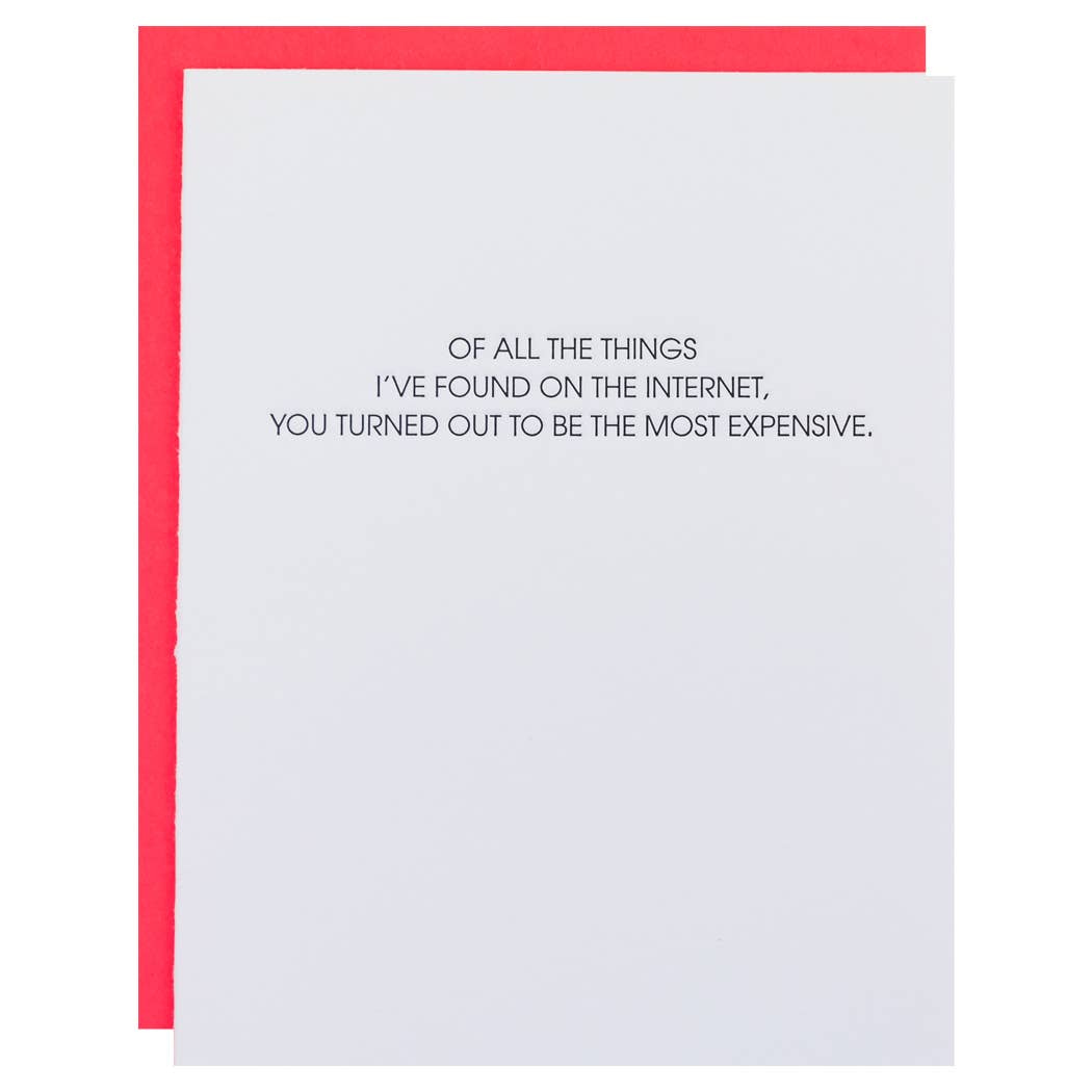 You: Most Expensive Things on the Internet Letterpress Card