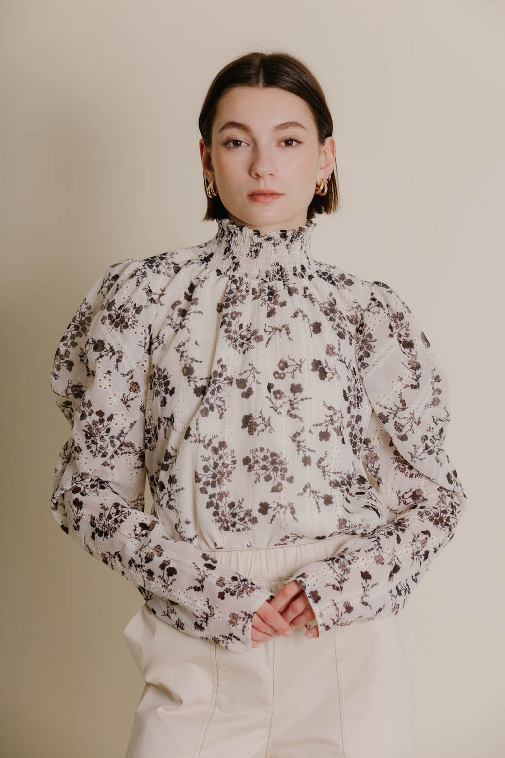 Aureum GEORGIA Floral Lace PuffSleeve Top