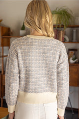 MOMENT Tweed GoldButton Knit Cardigan Top