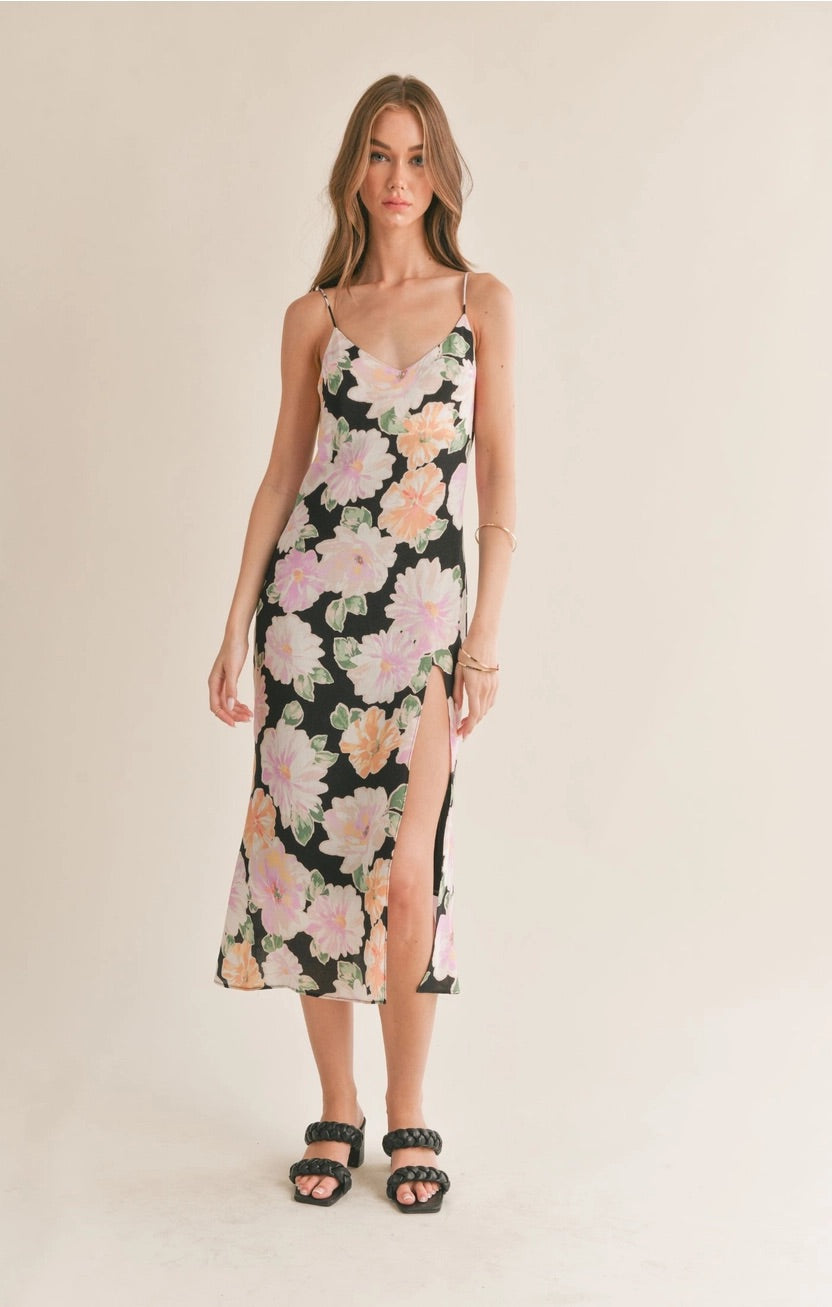 MEADOWS Floral Slip Midi Dress