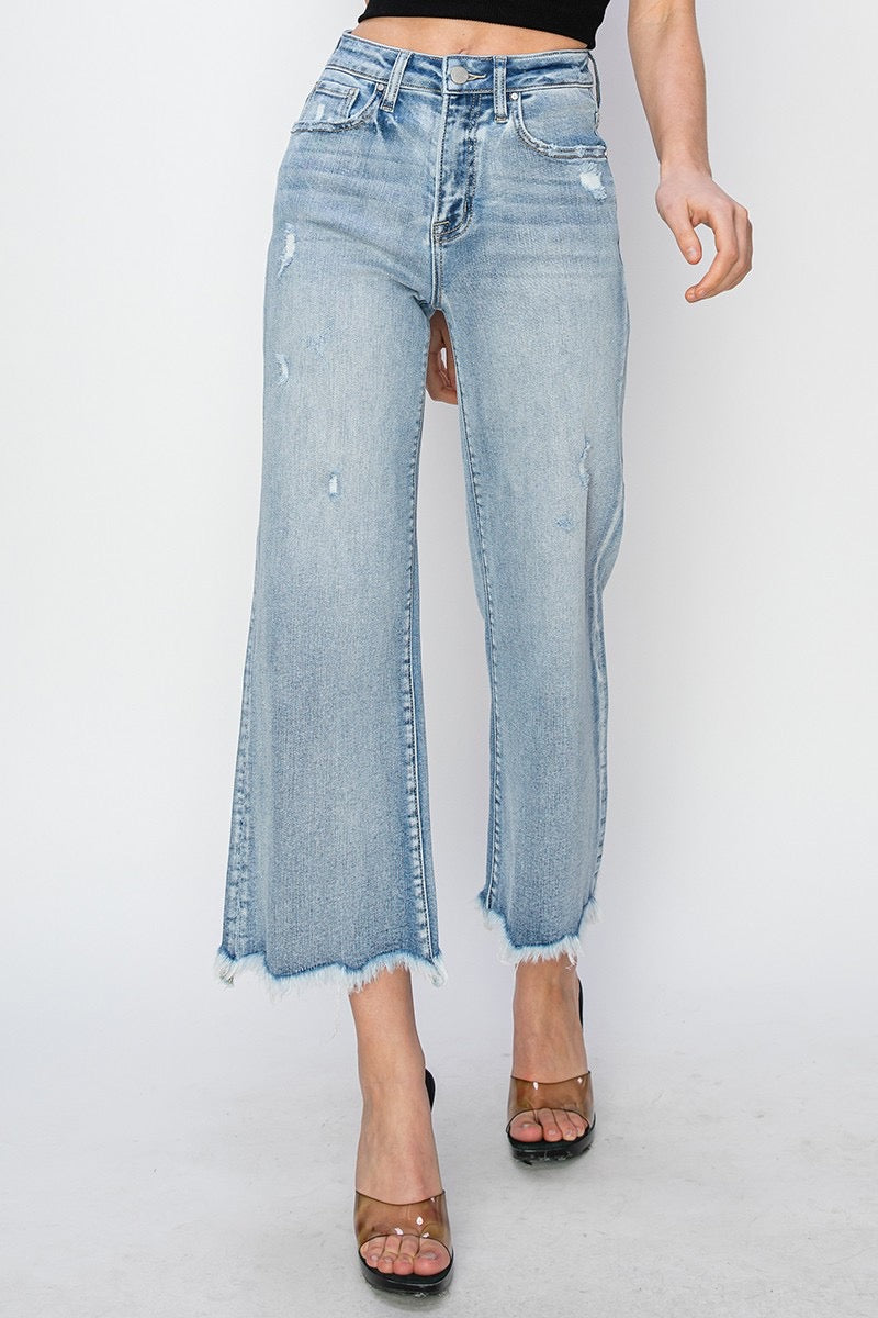 VIRGO HiRise WideLeg FrayHem Crop Jean