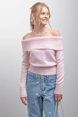 CHAYNIE FoldOver OffShoulder Sweater Top