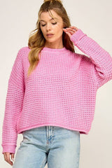 BLAKELY WaffleKnit WaistCrop Sweater Top