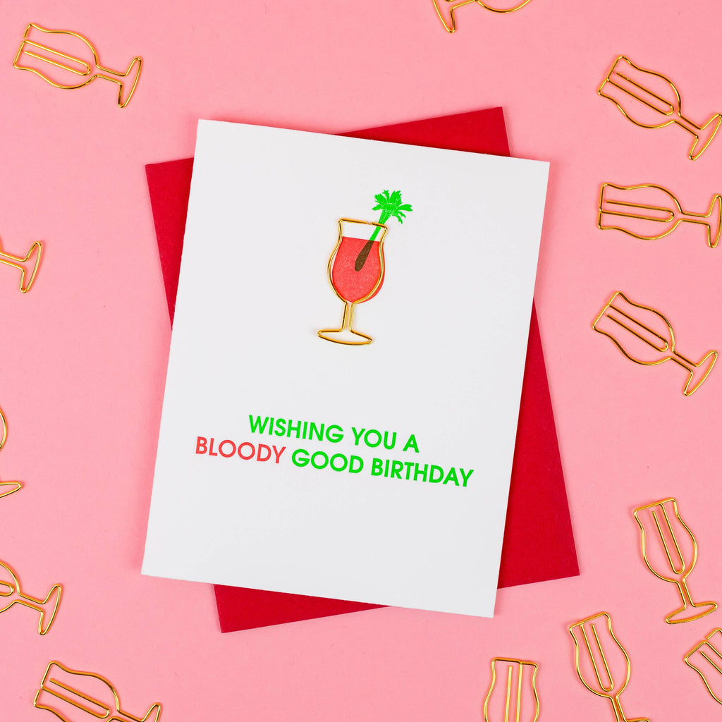 Bloody Good Bloody Mary Birthday Letterpress Greeting Card