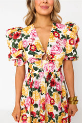 BUDDY LOVE Floral MIRANDA PuffSleeve Keyhole Cutout Maxi Dress