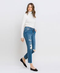 VERVET by Flying Monkey LEIGH HiRise Distressed Slim Straight Jean