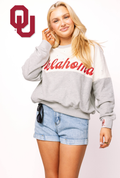 QUEEN OF SPARKLES Licensed OKLAHOMA PANEL TwoTone SweatShirt OU Top