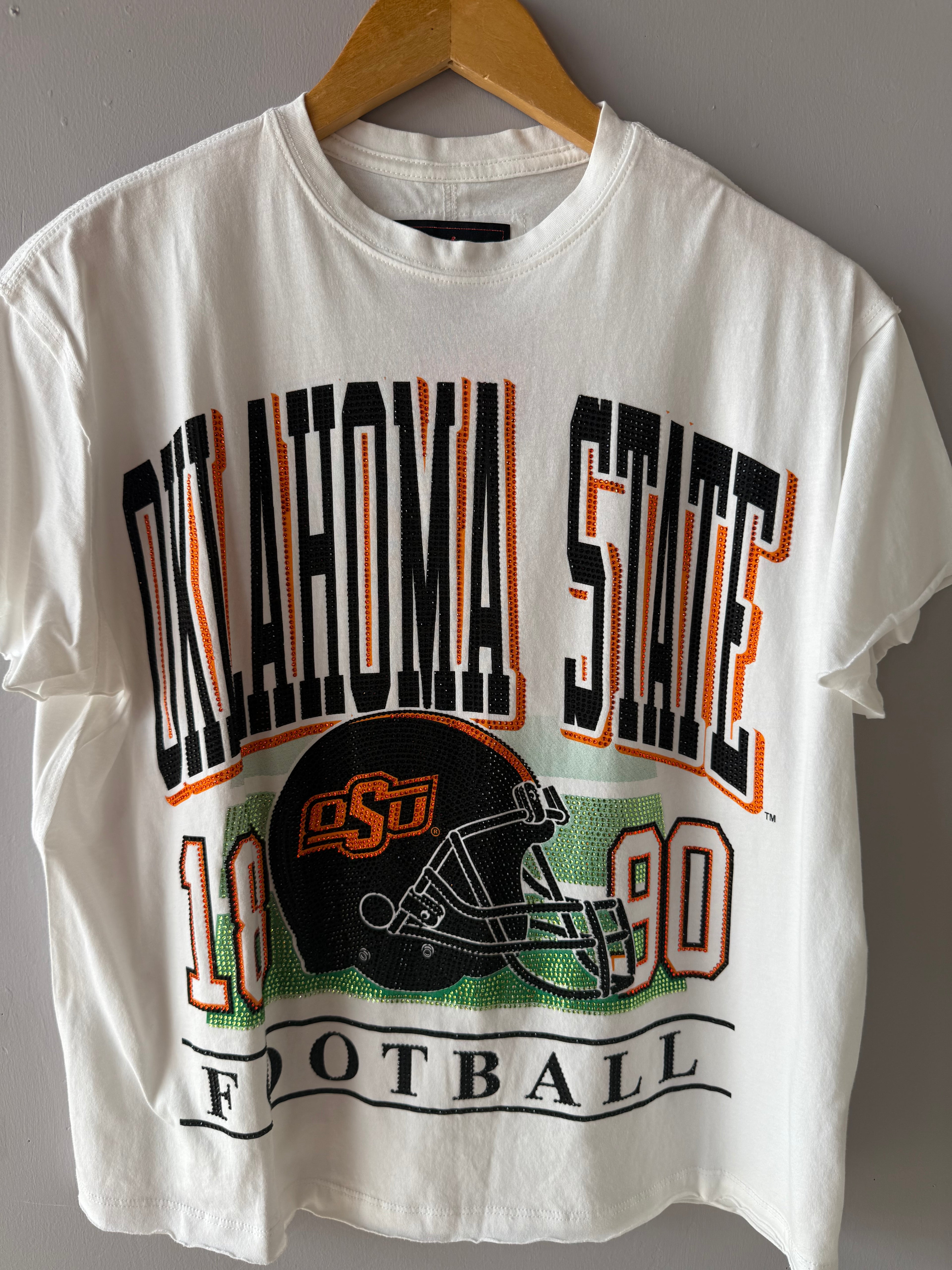 STADIUM Rhinestone OKLAHOMA  STATE HELMET Logo Tee